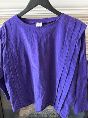 Purple Pleated Long-Sleeve Women’s Top